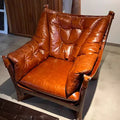 Medieval style genuine leather tea space owner chair retro solid wood chair american cigar bar sofa cigar chair tea room rack
