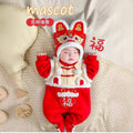 Baby onesie fall and winter clothing for men and women, baby new year's greetings, 100-day-old first-year catching-week dress, fleece-lined romper, chinese style
