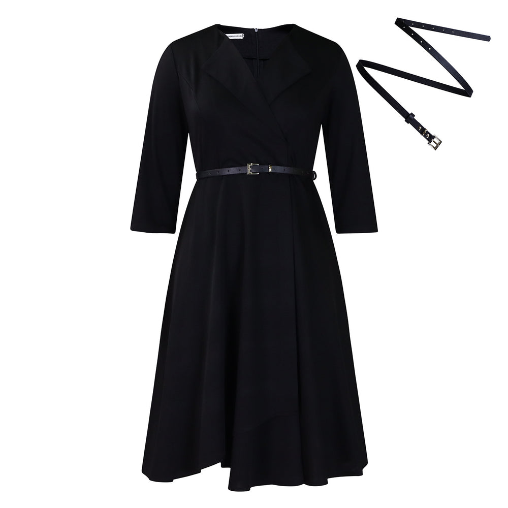 D524 women's foreign trade fashion dress - european & american style,  autumn/winter new collection, trendy v-neck solid color high-waisted african maxi dress