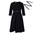 D524 women's foreign trade fashion dress - european & american style,  autumn/winter new collection, trendy v-neck solid color high-waisted african maxi dress