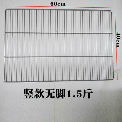 Stainless steel footed cooling net, flat barbecue net, oven net rack, bread baking water filter rack, oil drain net 60x40cm