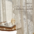 French retro lace sheer curtain, minimalist chic window curtain, no-drill sheer partition curtain, wavy lace curtain decoration