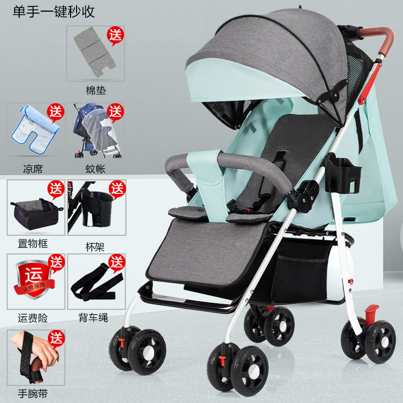 Baby stroller - lightweight, foldable, reclining, four-wheel pushchair for infants and toddlers - one-click folding - dropshipping available