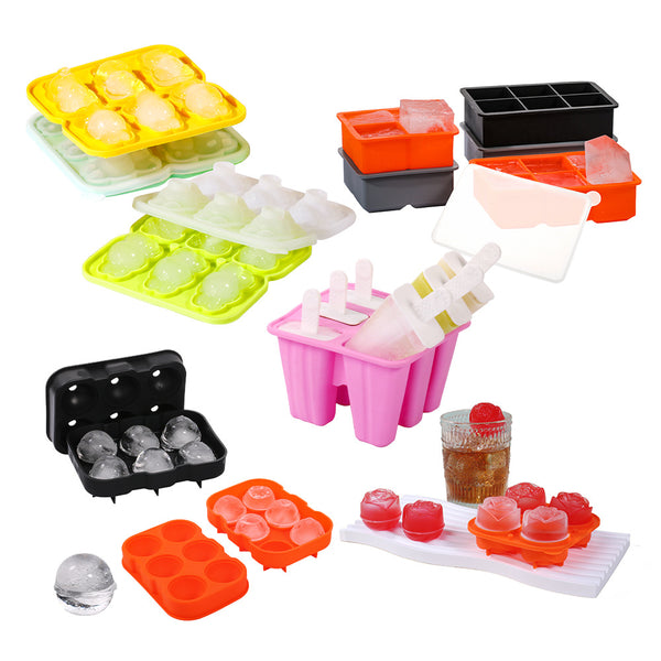 Silicone 4 Hole Grid with Cover Ice Mould Easy Demoulding Whiskey Frozen Silicone Ice Hockey 6 Hole Ice Cube Mould