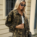 European and american cross-border e-commerce women's fashion: new washed leopard print denim jacket/outerwear for  and independent websites