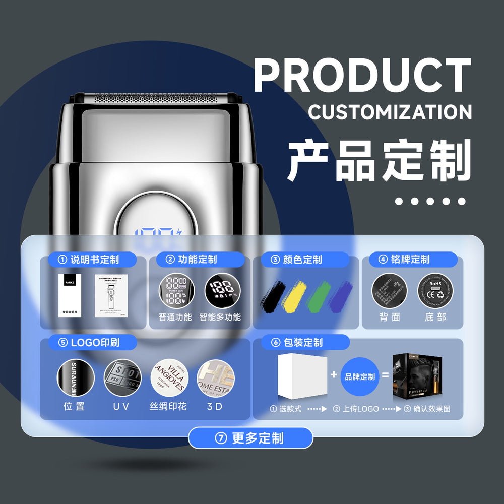 Mini alloy electric shaver reciprocating washable digital display fast charging travel portable razor beard trimmer cross-border