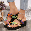 plus size platform thong sandals for women, 2025 summer new collection, tassel ethnic style, european and american butterfly sandals