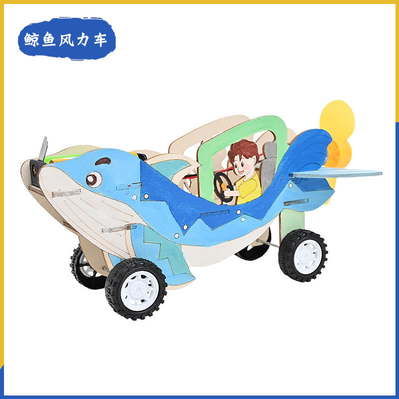 Whale Wind Boat Science Puzzle Small Experiment Handmade DIY Classroom Small Invention Making Material Pack Science and Education Experiment