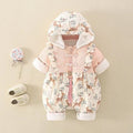 Newborn infant baby girl onesie - newborn to first birthday, thickened, faux two-piece outerwear, super cute romper, trendy swaddle