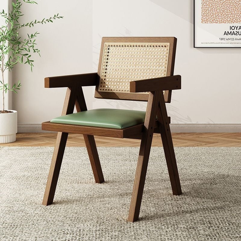 Scandinavian solid wood for home rattan balcony dining chair stool backrest b&b casualcasual rattan chair chandigarh chair