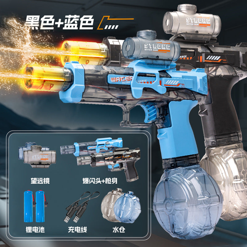 Popular popular fire light small ice mouse electric water gun toy large capacity high speed continuous fire water gun kids water toy