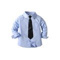 Kids' korean style spring new arrival boys' shirt - preppy style lightweight cotton white long sleeve shirt with tie