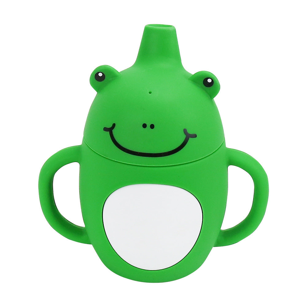 Cross-border explosion Animal shape Children's cup Silicone belly cup with handle Food grade Silicone learning drink cup
