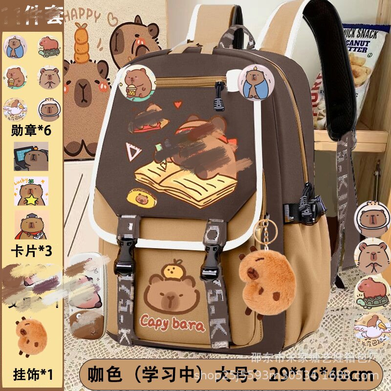 Primary school students' new Kapibara schoolbag boys and girls lightweight cartoon capybara large-capacity spine protection children's backpack