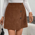 european and american cross-border elegance intellectual corduroy high waistslimming look front asymmetrical a-line skirt skirt