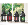Moroccan iron candlestick, stained glass lantern, garden decor, home decor ornament, housewarming gift