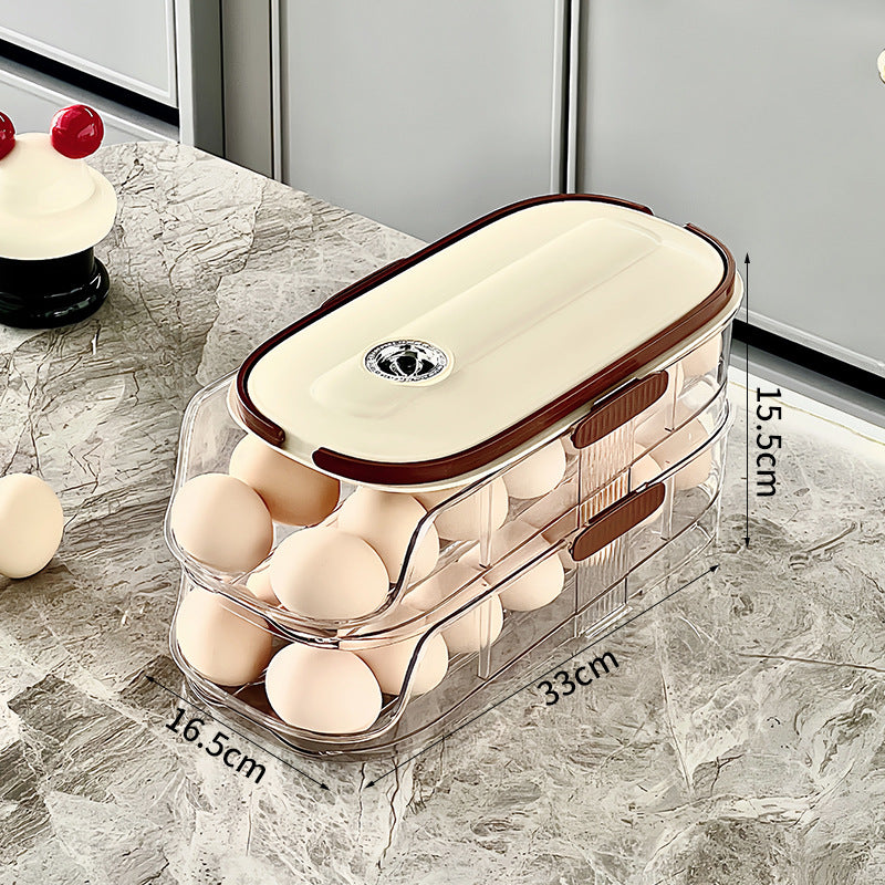 Egg storage box, special food grade kitchen for refrigerator, multi-layer oblique rectangular side door, automatic rolling egg egg box