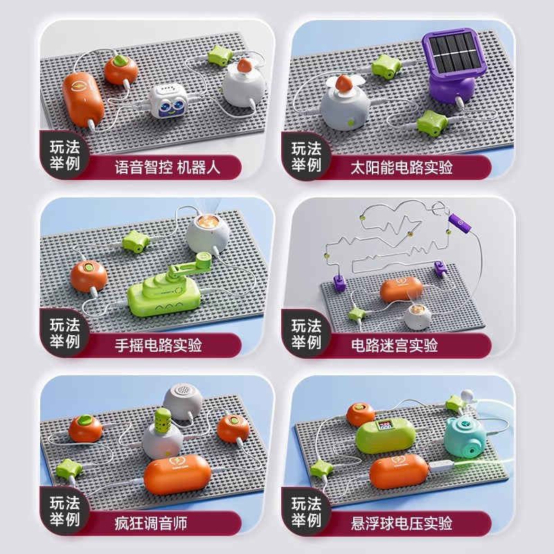 2025 new children's science circuit board building block toy - solar powered experiment kit - elementary school gift