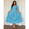 code new arrival  original women's elegance square collar pure color long skirt