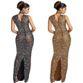 C7030 cross-border   independent station fashionable women's sleeveless hot diamond long dress new