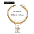 Wholesale gold cross necklace - cross-border hot seller, multi-layered stackable diamond-studded jewelry, women's creative minimalist alloy necklace