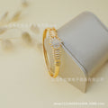 zircon geometric gold-plated bangle, women's elastic bracelet for autumn/winter, perfect for back-to-school parties
