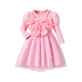 Girls' dress for toddlers and young children, 3d floral mesh dress gown