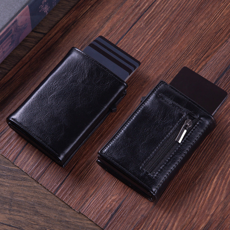 Manufacturer wholesale anti-theft swipe card bag popular card clip wallet RFID function aluminum alloy automatic pop-up card box