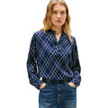 Amazon fashion blue plaid long-sleeve shirt for women,  spring new arrival, stylish and elegant loose-fit top