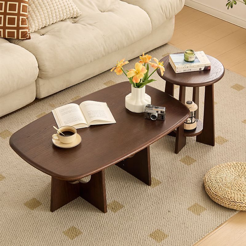 Solid wood coffee table - living room, small apartment side table, modular tea table, low table - minimalist, light luxury, modern, high-end style