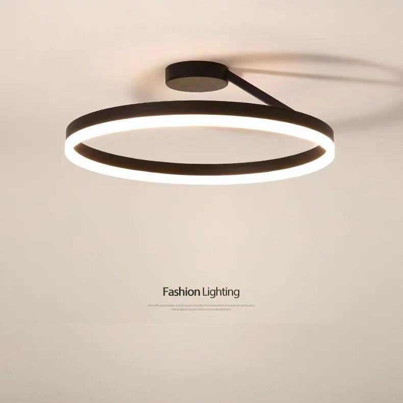 Modern minimalist slanted ring restaurant pendant light, minimalist black ring nordic bar bedroom eye-caring lighting fixture wholesale