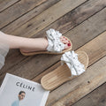 Women's summer slippers - trendy, non-slip, flat, bow-embellished, indoor/outdoor/beach sandals - instagrammable fairy style