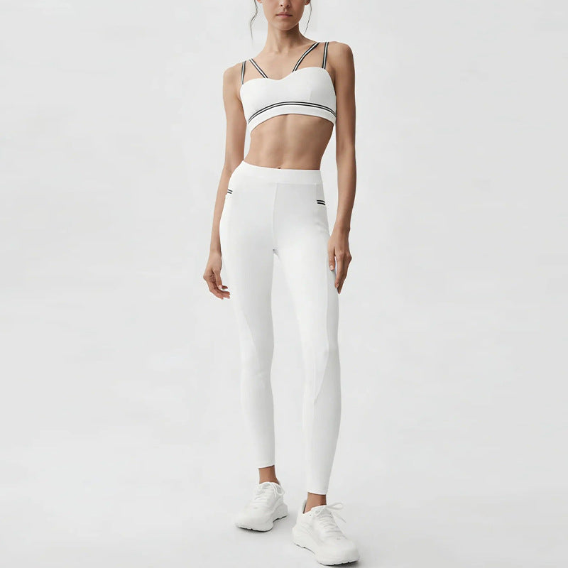 new arrival yoga clothes high waist hip lift tummy control slimming look sling beautiful back running sports intimates bra suit for women