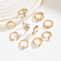 European and american cross-border luxury floral teardrop diamond ring set - unique geometric stackable knuckle rings for women