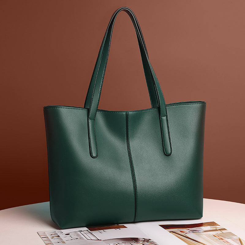 Soft leather shoulder bag texture tote bag retrocasualwork clothing bag large capacity new arrivalexportsatchel bag women's wholesale
