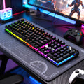 Silver sculpt kms00 illuminated keyboard, mouse, and headset 3-4 piece set - usb wired gaming mechanical feel computer pad