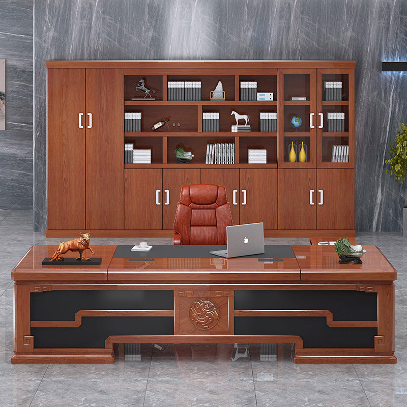 Office furniture paint boss table and chair combination veneer president table office desk fashion executive desk lbz-01