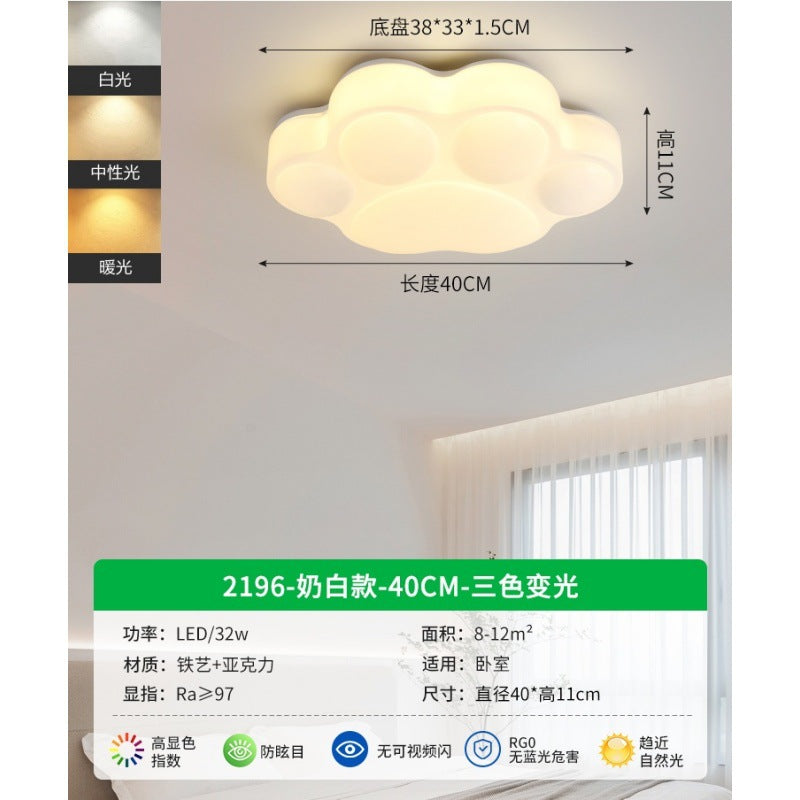 Cream Wind Bedroom Light LED Ceiling Light Room Main Light Modern Minimalist Cat's Claw Children's Room Lighting E
