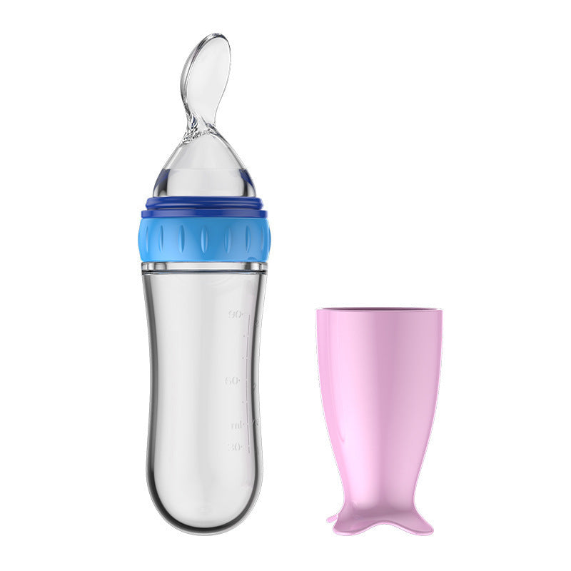 Factory custom baby rice paste bottle baby silicone bottle extrusion spoon children's complementary food bottle baby rice paste spoon