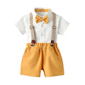 Kids' summer outfit set: boys' short-sleeve white shirt, host/flower boy dress, performance costume, children's clothing
