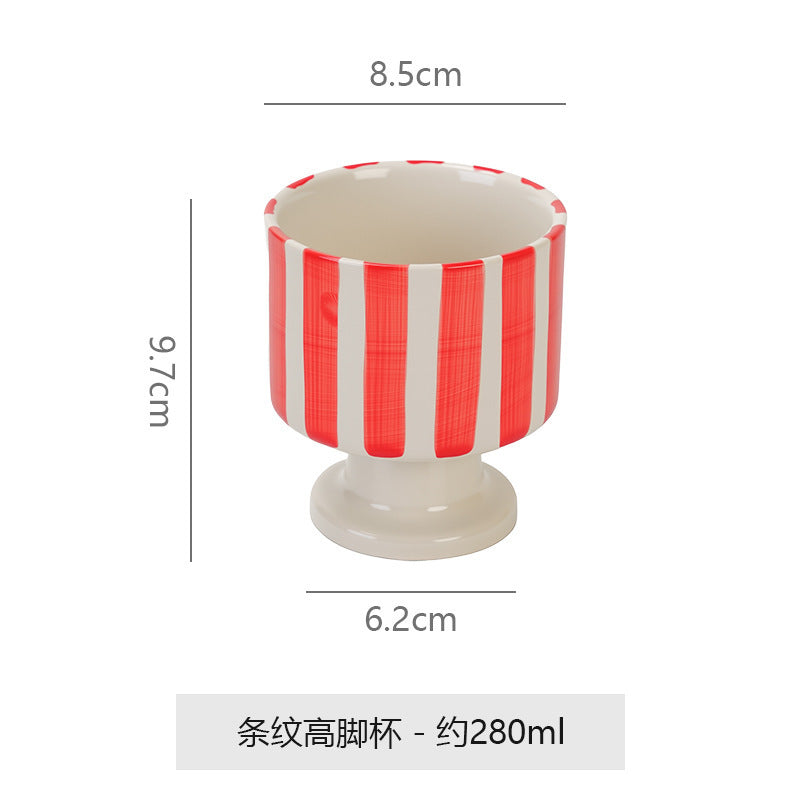 Stylishniche style ceramic goblet casual hand-painted stripescute coffee milk drinking cup photo prop cup