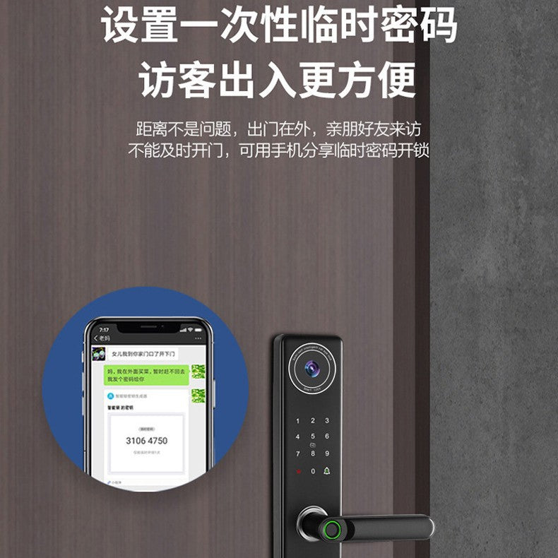 Smart lock fingerprint anti-theft door lock digital password lock cat eye capture fingerprint lock entrance door graffiti remote unlocking