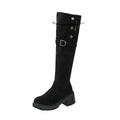 round toe over-the-knee boots for women  winternew arrivalfleece-linedslimming lookthick sole belt buckle high heel slim boots