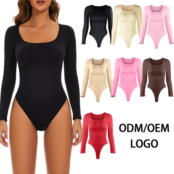 hot-selling  explosion 2023 autumn new seamless threaded square collar waist buckle shapewear