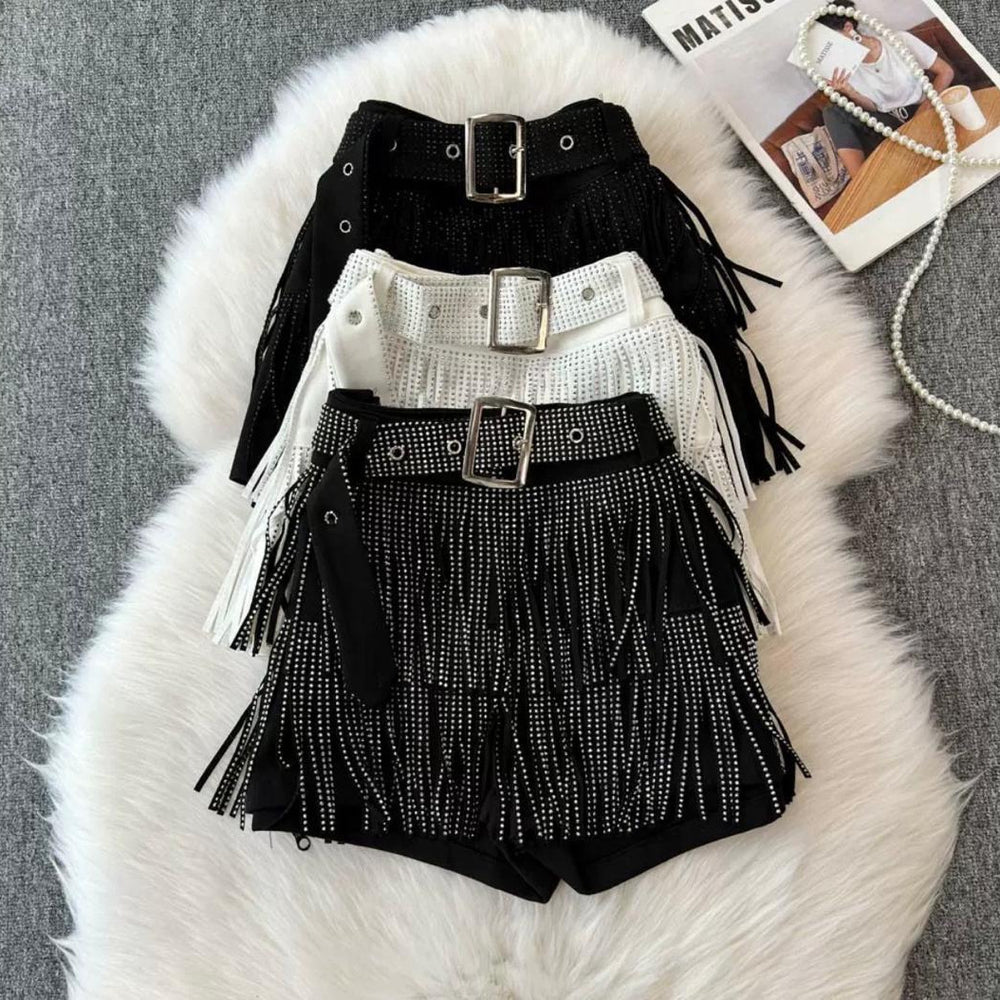 European and american cross-border new arrival:  fashion rhinestone tassel shorts - sexy women's european & american style