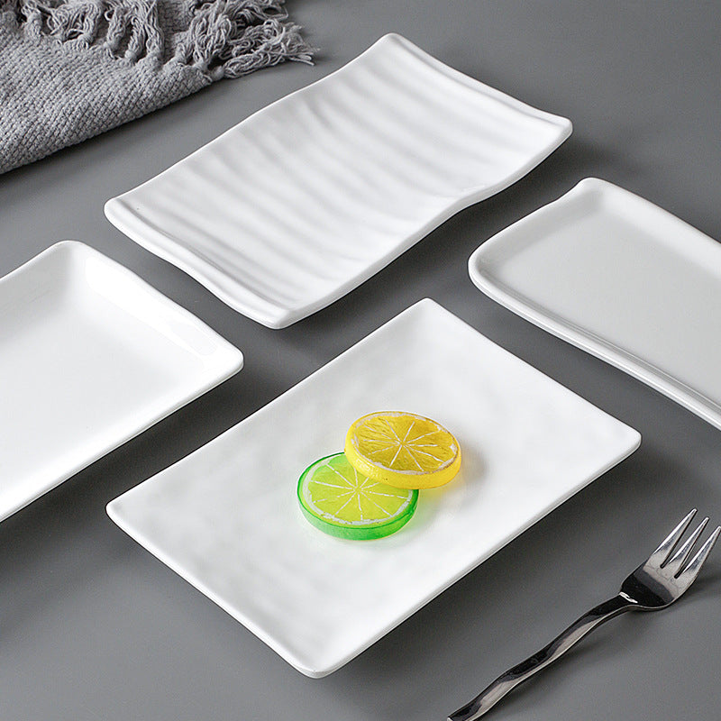 Xiangyuanmei melamine tableware white plate rectangular commercial catering beef plate plastic dinner plate hot pot mutton plate