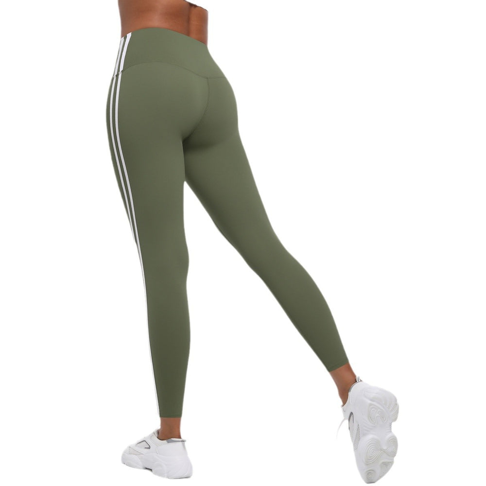 New striped cropped leggings - high waist, slimming, athletic barbie pants - peach lift, running, fitness, yoga pants for women
