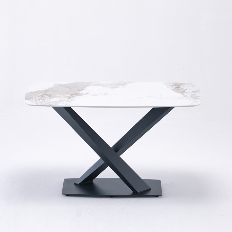 Italian light luxury sintered stone dining table and chairs set - modern minimalist rectangular dining table for small spaces