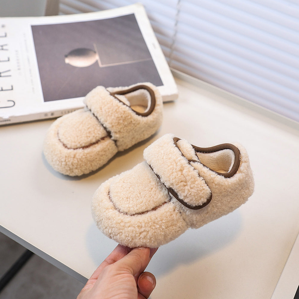 Girls' loafers:  new korean style, fleece-lined, lambswool outerwear cotton shoes for autumn and winter - warm and fuzzy kids' shoes