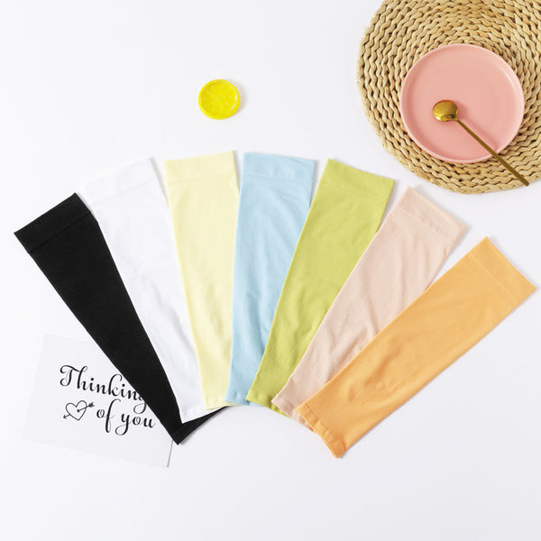 Children's Ice Sleeves Ice Silk Sunscreen Sleeves Summer Outdoor Breathable Girls Boys Solid Color Baby Cold Sleeves Students